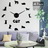 J'aime mon Devon Rex chat Silhouette numéros sans cadre miroir Surface Sticker mural décor Devon Rex chat bricolage grande horloge murale montre