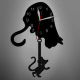 Chat et souris pendule horloge chat et souris jeu mur Art horloge murale chasseur chat moderne décoration murale horloge montre chat Pet propriétaires cadeau