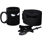 Livraison gratuite 1 pièce créative Ninja Mug noir masque tasse en céramique avec cuillère épée café lait thé tasses nouveauté cadeaux