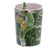 1 pièce créative grenouille céramique tasse à café 12 oz arbre grenouille en forme de poignée tasse avec feuillage décalque bureau Drinkware