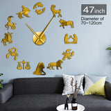 Signes du zodiaque autocollants d'art mural exclusif horloge murale Constellation bricolage horloge murale géante astrologie horloge suspendue montre décor à la maison
