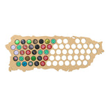 Casquette de bière murale carte de porto Rico carte en bois panneau d'affichage artisanat en bois pour casquette collecteur buveur de bière porto Rico Art carte