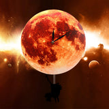Pendule lune dorée horloge murale balançant sur la lune espace galaxie décor maison Supermoon horloge pleine lune avec balancier balançant