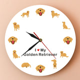 Chien de bande dessinée Golden Retriever animal de compagnie imprimé horloge murale chien race horloge suspendue moderne montre murale chien Golden Retriever cadeau commémoratif