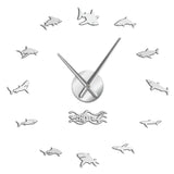 Ocean Sharks mur Art bricolage Stickers muraux horloge murale géante décor nautique grand requin blanc sans cadre enfant chambre grande horloge murale