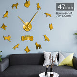 Berger allemand bricolage horloge murale Deutscher Schferhund horloge murale géante avec grandes aiguilles effet miroir loup alsacien chien Art mural