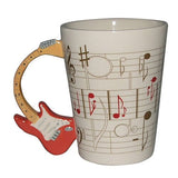 musique guitariste Cearmic tasse à café guitare acoustique poignée tasse avec Notes de musique musiciens thé tasse cadeau pour musique Freaks