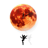 Pendule lune dorée horloge murale balançant sur la lune espace galaxie décor maison Supermoon horloge pleine lune avec balancier balançant