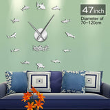 Ocean Sharks mur Art bricolage Stickers muraux horloge murale géante décor nautique grand requin blanc sans cadre enfant chambre grande horloge murale