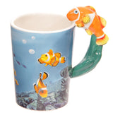 1 pièce grand cadeau pour plongée sous-marine Divers Orange Clown poisson poignée tasse mer anémone poisson tasse nouveauté tasse en céramique Clownfish Mug