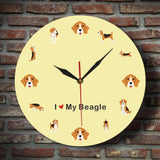 J'adore mon Beagle dessin animé horloge murale anglais Beagle chiot chien Art mural horloge Quartz silencieuse montre murale Beagle maman Pet amant cadeau