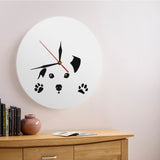 Peeping chien horloge murale abstraite Doggy mur Art décor à la maison carlin chien Peeping sur l'horloge main artisanat horloge humour Animal amant cadeau