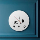 Peeping chien horloge murale abstraite Doggy mur Art décor à la maison carlin chien Peeping sur l'horloge main artisanat horloge humour Animal amant cadeau