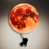 Pendule lune dorée horloge murale balançant sur la lune espace galaxie décor maison Supermoon horloge pleine lune avec balancier balançant