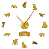 Le Labrador Retriever grande horloge murale chien race Labrador bricolage Art mural avec miroir acrylique autocollant effet miroir grandes mains horloge