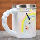 1 pièce arc-en-ciel licorne tasse à café Tankard gobelet tasse résine volante 3D imprimé licorne magique cheval tasse Drinkware