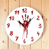 Horloge murale sanglante main horreur imprimé à la main Halloween Slasher nouveauté Zombie effrayant horloge murale mal mort mur Art montre garde-temps
