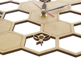 Abeilles et nid d'abeille horloge murale en bois naturel hexagone Art mural bois abeille miel horloge contemporaine montre maison salon décor