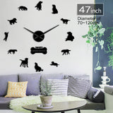 Le Labrador Retriever grande horloge murale chien race Labrador bricolage Art mural avec miroir acrylique autocollant effet miroir grandes mains horloge