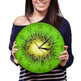 Fruits d'été Kiwi conçu vert horloge murale Kiwi fruits frais tranche horloge ronde Actinidia Berry cuisine décor mural horloge montre