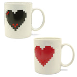 Livraison gratuite 1 pièce Cool sensible à la chaleur Pixel amour coeur tasse changement de couleur en céramique évolution tasse bureau café thé tasses et tasses