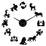 Signes du zodiaque autocollants d'art mural exclusif horloge murale Constellation bricolage horloge murale géante astrologie horloge suspendue montre décor à la maison