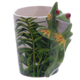 1 pièce créative grenouille céramique tasse à café 12 oz arbre grenouille en forme de poignée tasse avec feuillage décalque bureau Drinkware