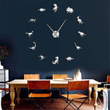 Jurassique dinosaures mur Art t-rex bricolage grande horloge murale enfants chambre décoration géant sans cadre horloge murale Dino moderne horloge montre