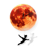 Pendule lune dorée horloge murale balançant sur la lune espace galaxie décor maison Supermoon horloge pleine lune avec balancier balançant