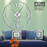 Sans cadre grand miroir acrylique horloge murale autocollant Art mural de luxe décor à la maison 3D bricolage géant horloge murale Kit silencieux mouvement de balayage