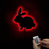 Miroir mural décoratif de lapin de chambre de bébé moderne miroir de maquillage d'animal de bois avec des lumières de LED miroir acrylique illuminé par lapin