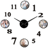 Horloge murale acrylique bricolage 3D personnalisée avec 4 impressions personnalisées imprimées avec votre Portrait de famille horloge murale cadeau pendaison de crémaillère