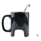 Livraison gratuite 1 pièces Creative 300 ml tasse de Golf café en céramique noire avec poignée de Golf forme stylo personnalité tasses en céramique et tasse