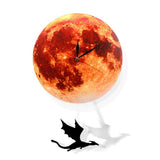 Pendule lune dorée horloge murale balançant sur la lune espace galaxie décor maison Supermoon horloge pleine lune avec balancier balançant