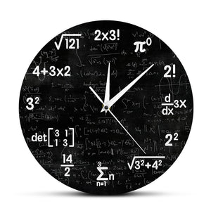 Mathématiques équations et Notations mathématiques tableau noir Geek horloge murale cadeaux éducatifs pour les enfants enseignants école salle de classe décor