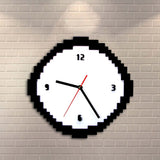 Pixel horloge 8 bits Style rétro Pixel horloge murale noir et blanc Jaggy vieux Pixels pixélisé analogique décor à la maison cadeau pour Geeks