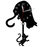 Chat et souris pendule horloge chat et souris jeu mur Art horloge murale chasseur chat moderne décoration murale horloge montre chat Pet propriétaires cadeau