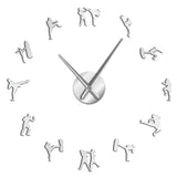 Coréen arts martiaux Taekwondo chiffres bricolage géant horloge murale Kickboxing karaté gars Stickers muraux décoratifs grande horloge murale montre