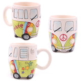 Livraison gratuite 1 pièce camping-car Van tasse à café en céramique rétro Bus tasse Splittie Funky cadeau boîte dessin animé Mini panier tasses à café tasses