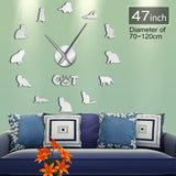 Ecossais pli chat miroir effet autocollant bricolage mur Art géant horloge murale chat amoureux Scot pli exclusif horloge murale Kitty décor à la maison