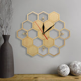 Abeilles et nid d'abeille horloge murale en bois naturel hexagone Art mural bois abeille miel horloge contemporaine montre maison salon décor