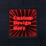 Image personnalisée Logo texte LED infini miroir bois cadre personnalisé LED cadre photo Cool infini LED Tunnel lampe néon