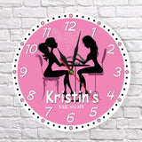 Manucure Salon horloge murale ongle Salon Spa personnalisé horloge murale personnalisé illustration pédicure Art Nail Studio entreprise mur Art décor