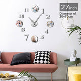 Horloge murale acrylique bricolage 3D personnalisée avec 4 impressions personnalisées imprimées avec votre Portrait de famille horloge murale cadeau pendaison de crémaillère