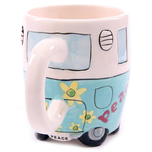 Livraison gratuite 1 pièce camping-car Van tasse à café en céramique rétro Bus tasse Splittie Funky cadeau boîte dessin animé Mini panier tasses à café tasses