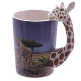 4 pièces tasse en céramique 5 Style Animal poignée tasse avec bambou décalque 12 oz