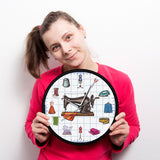 Quilting temps couturière artisanat salle Art mural horloge montre coudre accessoires Machine à coudre cadre en métal horloge murale cadeau pour elle