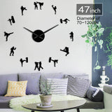 Coréen arts martiaux Taekwondo chiffres bricolage géant horloge murale Kickboxing karaté gars Stickers muraux décoratifs grande horloge murale montre