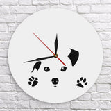 Peeping chien horloge murale abstraite Doggy mur Art décor à la maison carlin chien Peeping sur l'horloge main artisanat horloge humour Animal amant cadeau