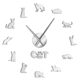 J'aime mon Devon Rex chat Silhouette numéros sans cadre miroir Surface Sticker mural décor Devon Rex chat bricolage grande horloge murale montre